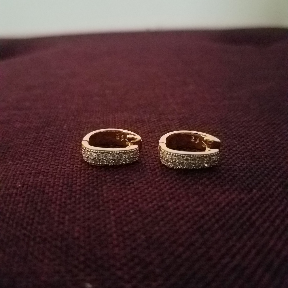 14K Gold Pave' Diamond Earrings